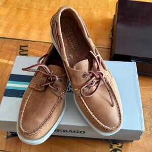 Sebago Docksides in tan crazy horse leather